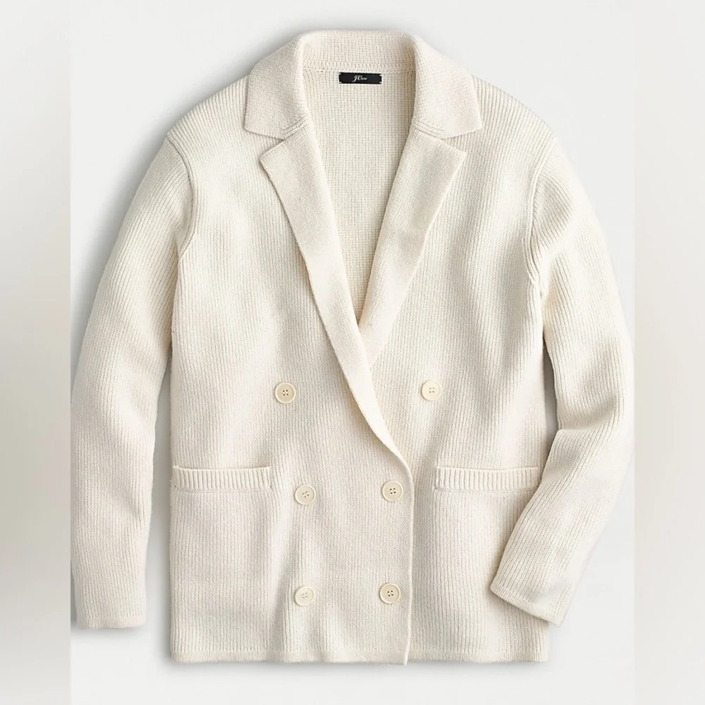 J.Crew Double Breasted Merino Wool Blend Sweater Blazer  M pristine condition